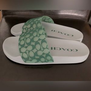 Coach Udele Rubber Slide - Green/Waterfall / New with box